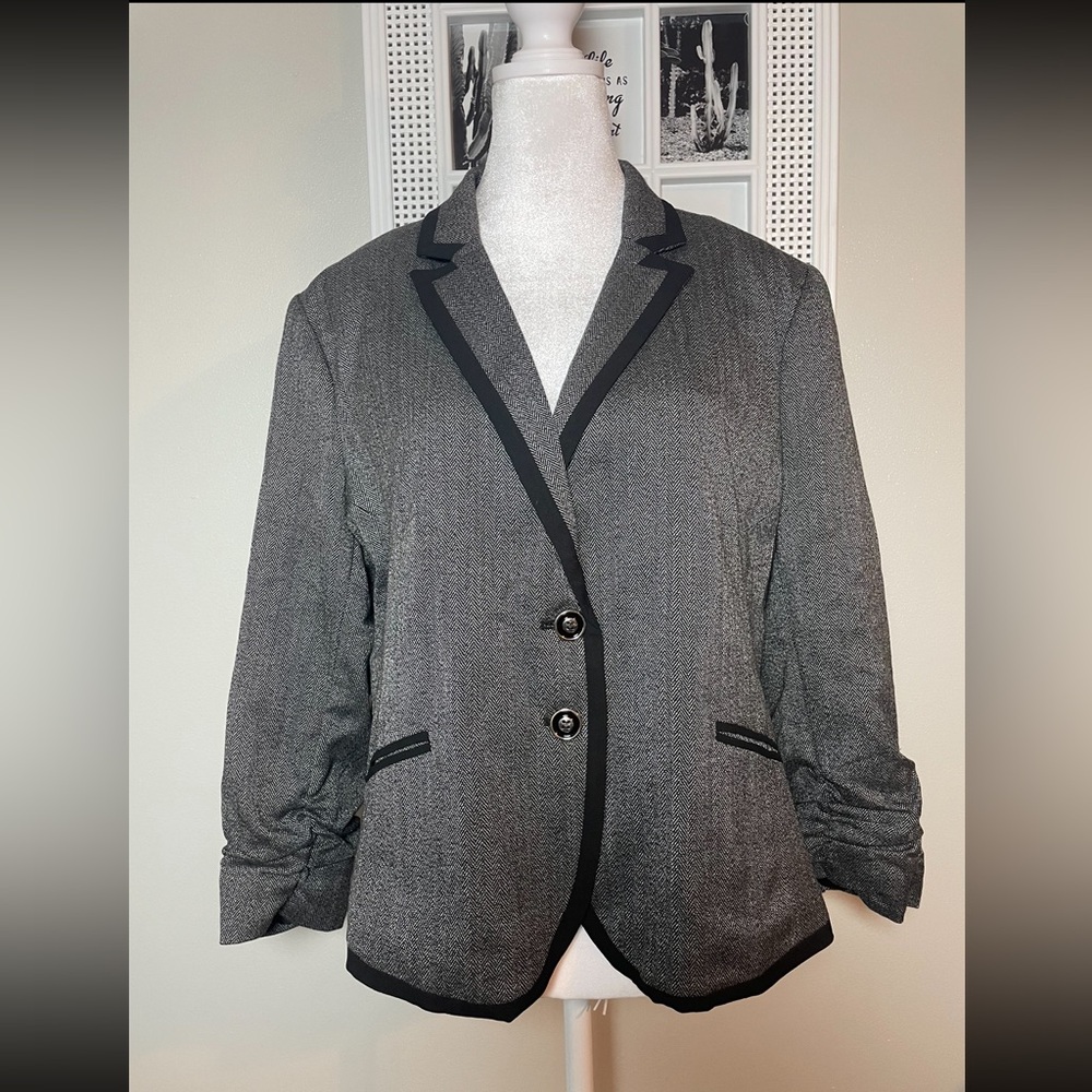 Cato Women’s Button Front Blazer with Ruched Sleeve Ends -Size XL-